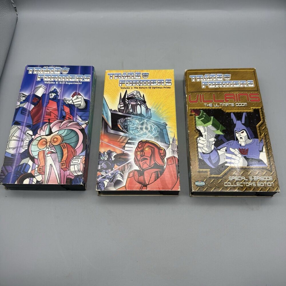 Transformers VHS Lot Of 3 Volume 7, Volume 8 & Villains The Ultimate Doom